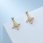 Snowflake Rhinestone Sterling Silver Dangle Earring 1 Pair - Gold - One Size