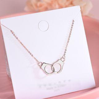 Handcuffs Pendant Sterling Silver Necklace Ns414 - 925 Silver - Rose Gold - One Size