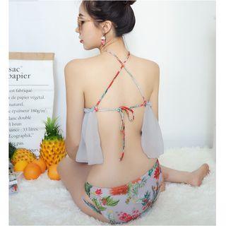 Set : Frilled Print Bikini + Cover-up