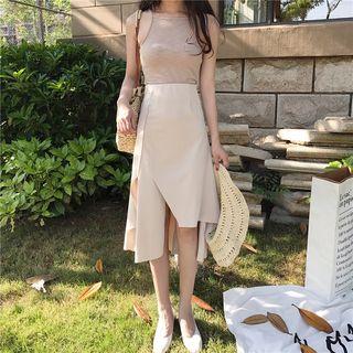 Plain Camisole Top / Flared Midi Skirt