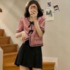 Color Panel Short-sleeve Shirt Top
