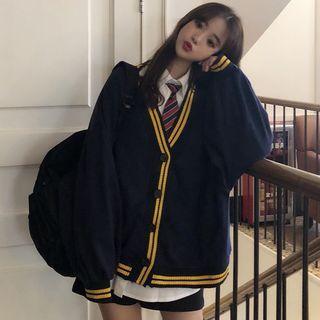Striped Trim Baseball Jacket / Shirt