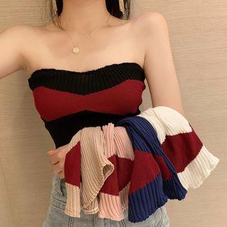 Two-tone Knit Tube Top
