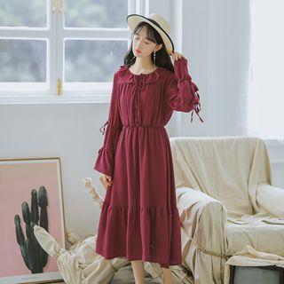 Bell-sleeve Midi Chiffon Dress