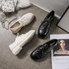 Block Heel Quilted Lace Up Oxfords