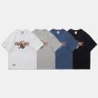Short-sleeve Cartoon Print T-shirt / Straight Leg Pants