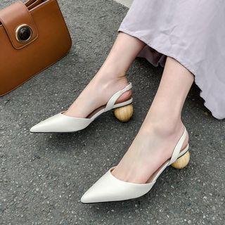 Genuine Leather Ball Heel Slingback Sandals