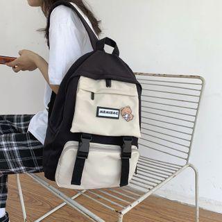 Paneled Buckled Nylon Backpack