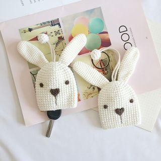 Rabbit Crochet Knit Key Pouch White - One Size