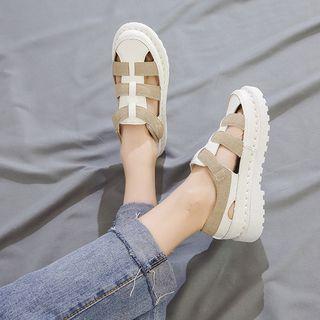 Cut-out Adhesive Strap Platform Shoes