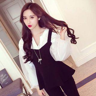 Set: V-neck Blouse + Vest