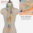 Floral Print Chiffon Scarf