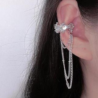 Moonstone Chain Alloy Cuff Earring 1 Pc - Silver - One Size