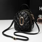 Quilted Twist Lock Crossbody Bag Black - One Size