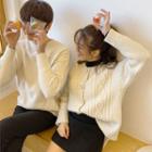 Couple Matching Cable-knit Crew-neck Sweater / Cardigan
