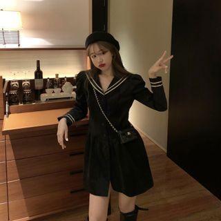 Sailor Collar A-line Corduroy Dress