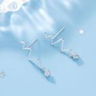 925 Sterling Silver Cz Stud Earring 1 Pair - Silver - One Size