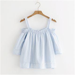 Short-sleeve Cold-shoulder Print Top