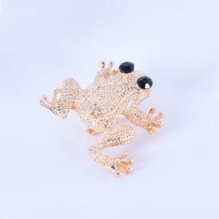 Rhinestone Frog Brooch Gold - One Size