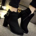 Fringed Chunky Heel Ankle Boots
