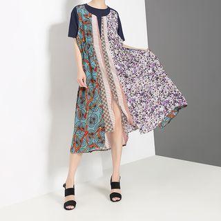 Floral Round-neck Short-sleeve Dress