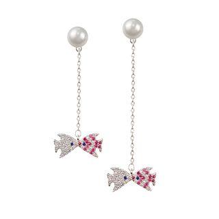 Beaded Rhinestone Asymmetric Earring