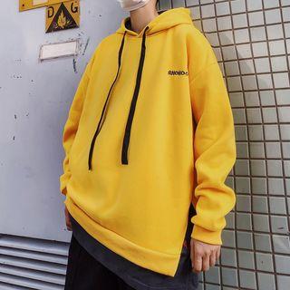 Mock Two-piece Lettering Embroidered Hoodie