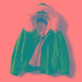 Fluffy Trim Hoode Denim Jacket