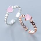 925 Sterling Silver Glass Heart Open Ring