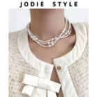 Layered Faux Pearl Choker Type A - Pearl White - One Size
