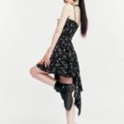 Spaghetti Strap Floral Print Asymmetrical Dress