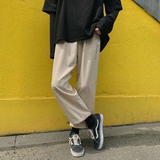 Drawstring Plain Tie-ankle Pants
