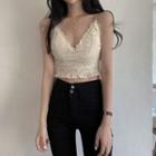 V-neck Lace Cropped Camisole Top