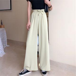 Tie-waist Wide-leg Chiffon Pants
