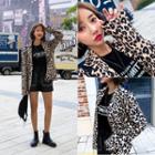 Single-breasted Leopard Jacket With Sash Leopard - One Size