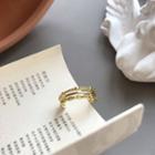 Layered Sterling Silver Open Ring K702 - Gold - One Size