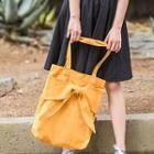Bow Accent Canvas Tote Bag