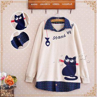 Cat Mock Two Piece Pullover