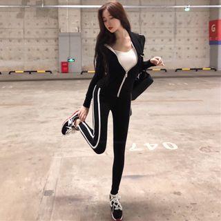 Striped Detail Zipped Jacket / Leggings