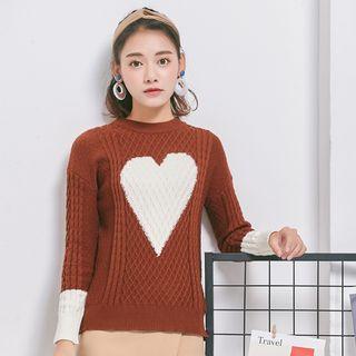 Heart Round-neck Sweater