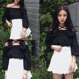Cross Strap Front Off Shoulder Top