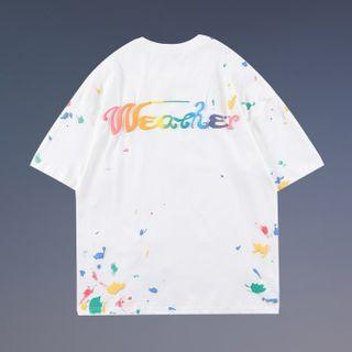 Short-sleeve Letter Graffiti Print T-shirt