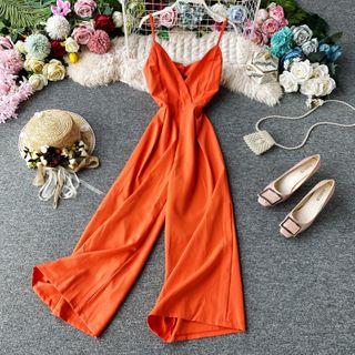 Sleeveless Tie-back V-neck Jumpsuit