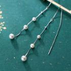 925 Sterling Silver Faux Pearl Swirl Threader Earring As Shown In Figure - One Size