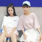 Lace Trim Elbow Sleeve T-shirt