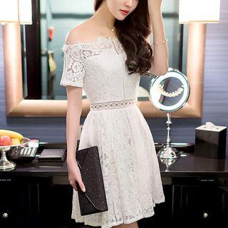 Off Shoulder A-line Lace Dress