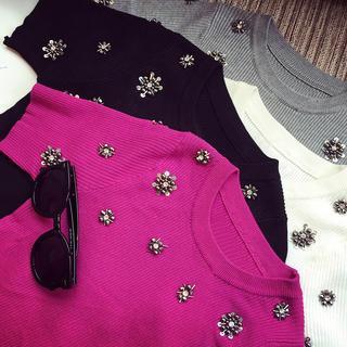 Embellished Short-sleeve Knit Top