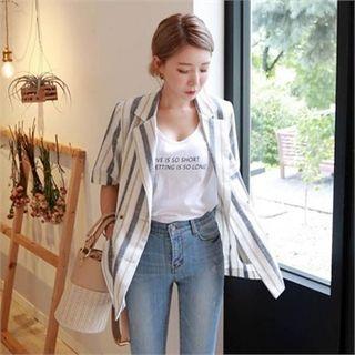Stripe Linen Blend Summer Blazer