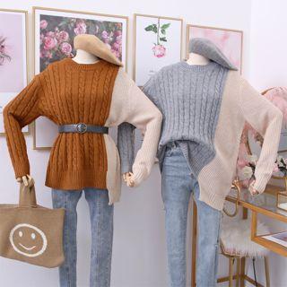 Patchwork Cable-knit Sweater
