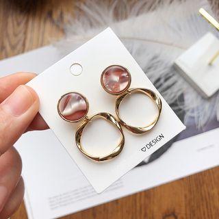 Marble Disc Twisted Hoop Earring